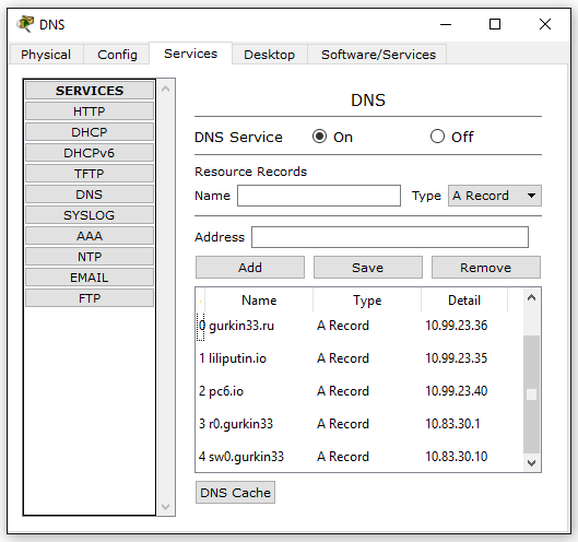 Рисунок 5.6 Добавленные DNS записи